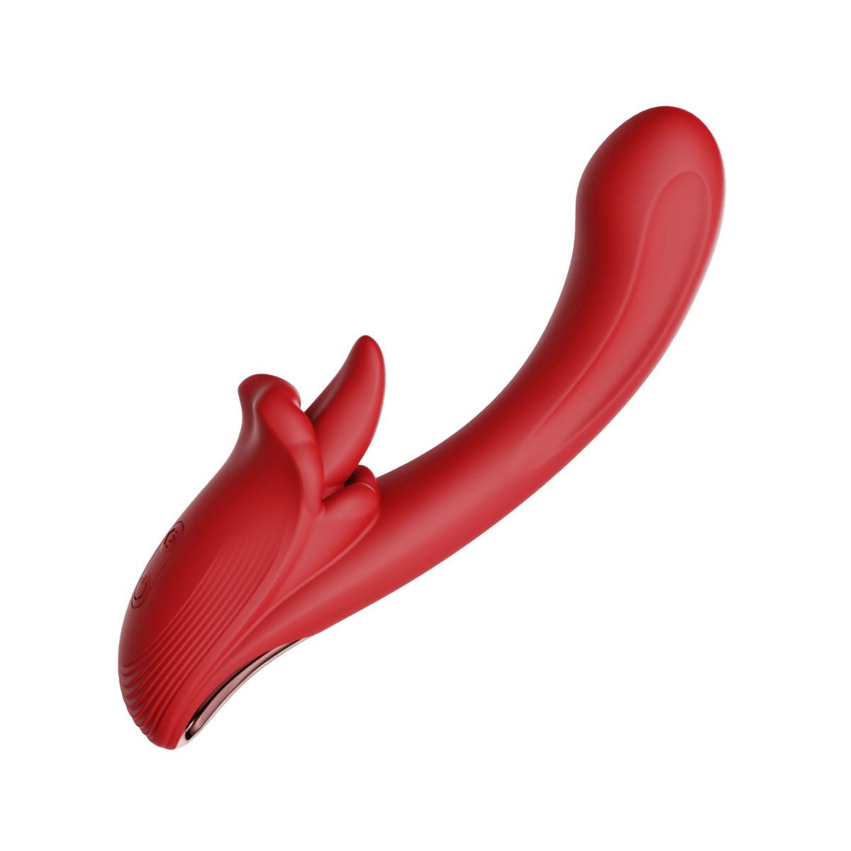 Red Angel’s Kiss warming dual-zone vibrator, front three-quarter view