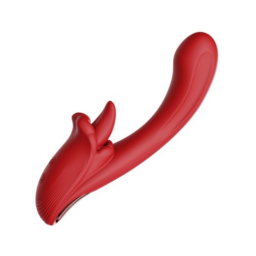 Red Angel’s Kiss warming dual-zone vibrator, front three-quarter view