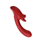 Red Angel’s Kiss vibrator underside showing dual stimulation tips