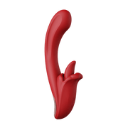 Red Angel’s Kiss warming dual-zone vibrator, upright side view