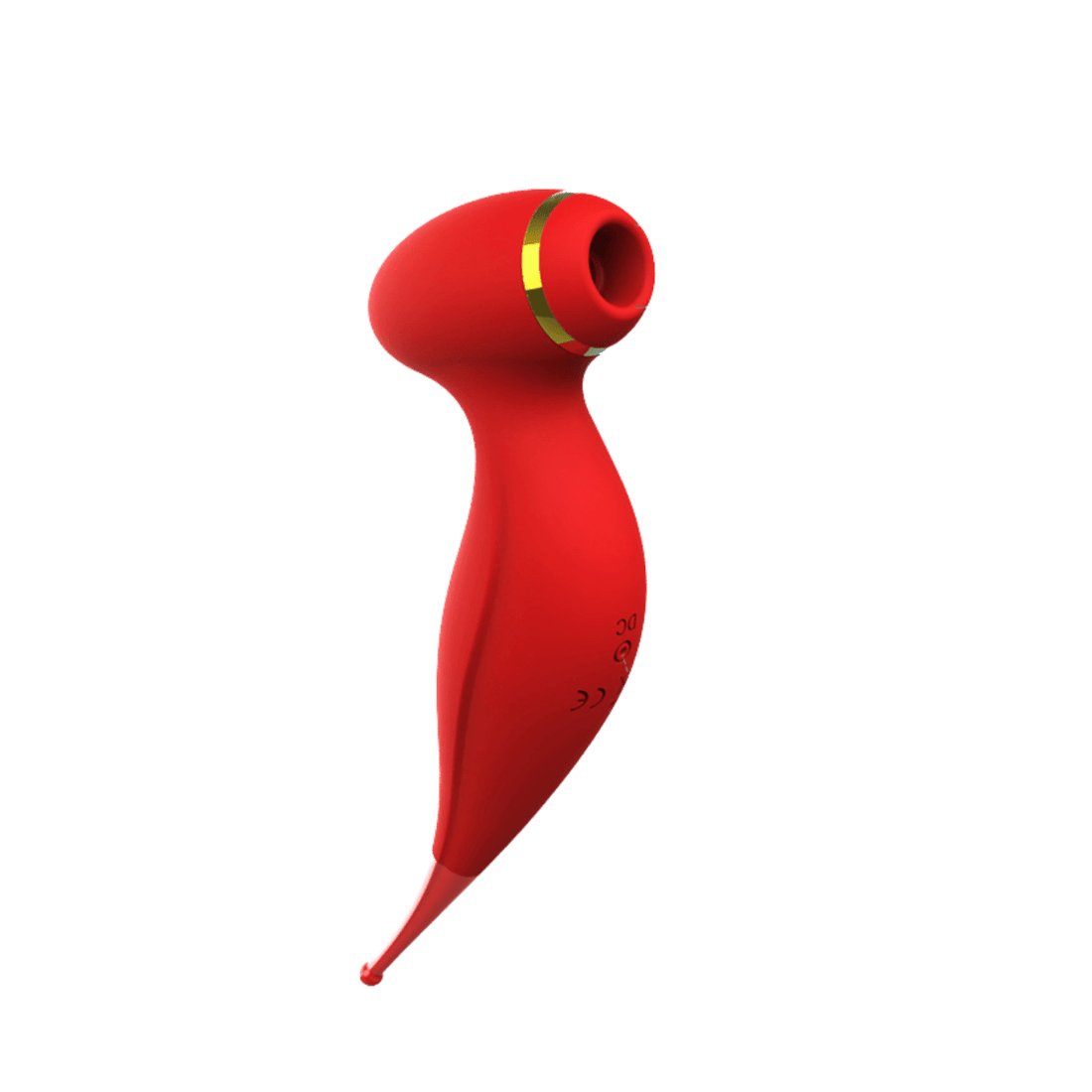 Red Bewitch air-pulse suction vibrator, front three-quarter view