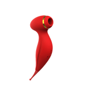Red Bewitch air-pulse suction vibrator, front three-quarter view