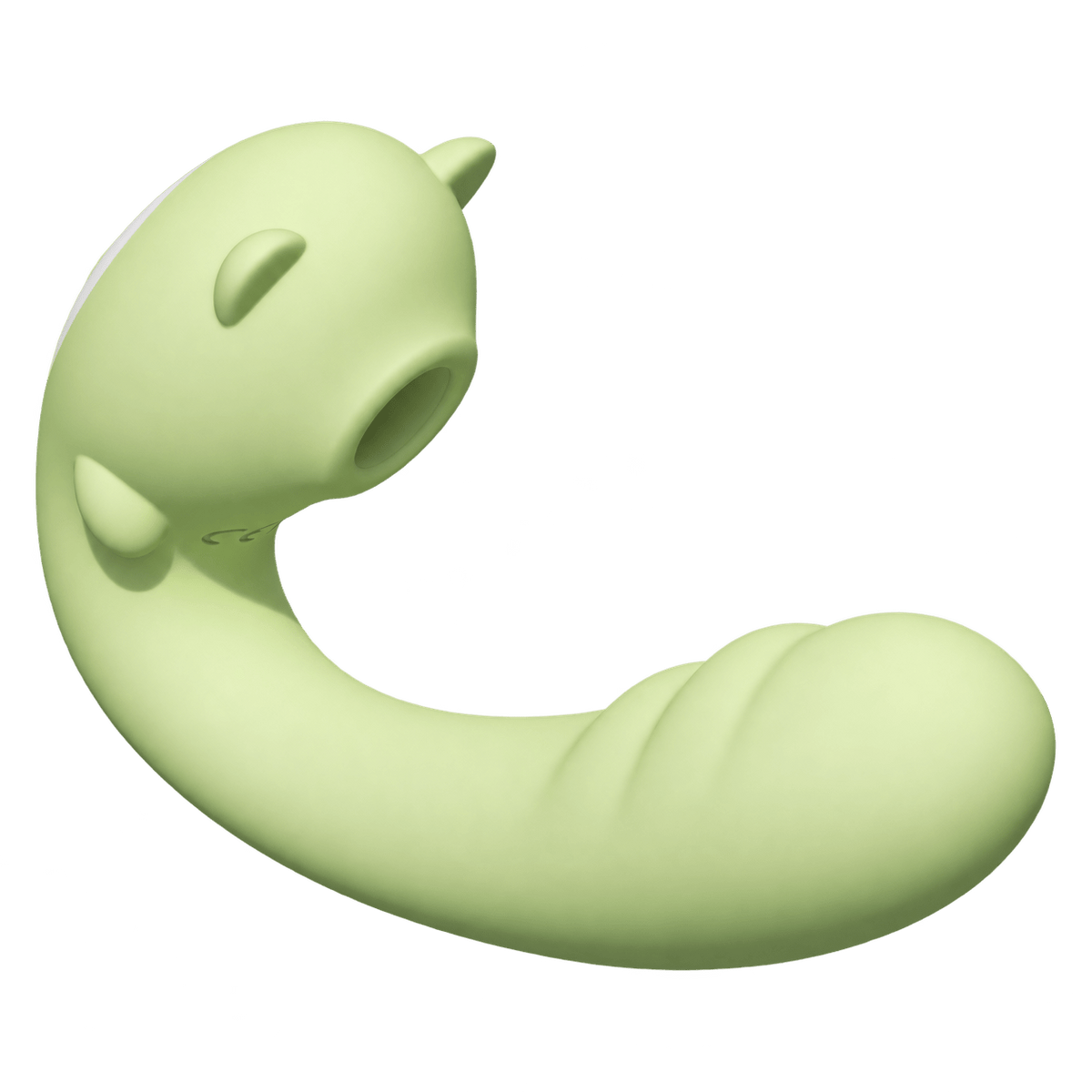 Green Little Bear suction and vibration toy, alternate front view