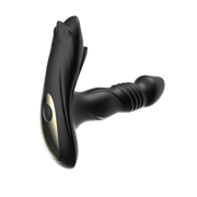Black Nina Wear telescopic anal vibrator, rear three-quarter view showing the rounded shaft