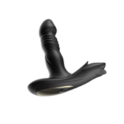 Black Nina Wear telescopic anal vibrator, front three-quarter view with wireless control button
