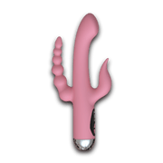 Pink Triple Bloom triple stimulation vibrator, front view