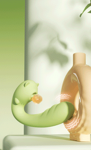 Little Bear curved toy shown against an abstract figure