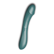 Teal Lightning Hare heated curved vibrator, front three-quarter view
