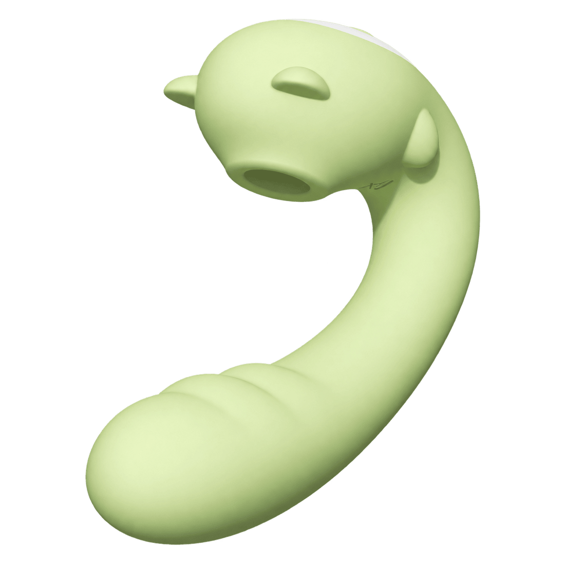 Green Little Bear suction and vibration toy, front three-quarter view